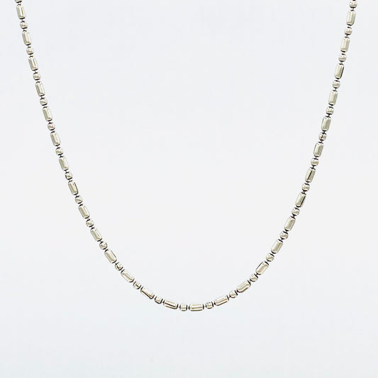 Unisex Bar & Bead Oxidised 925 Silver Chain UCO02