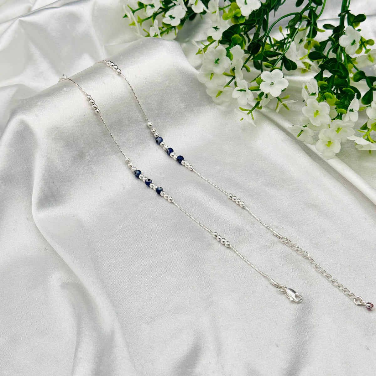 Damen-Fußkette aus 925er Sterlingsilber, runde Schlangenkette, WAS14