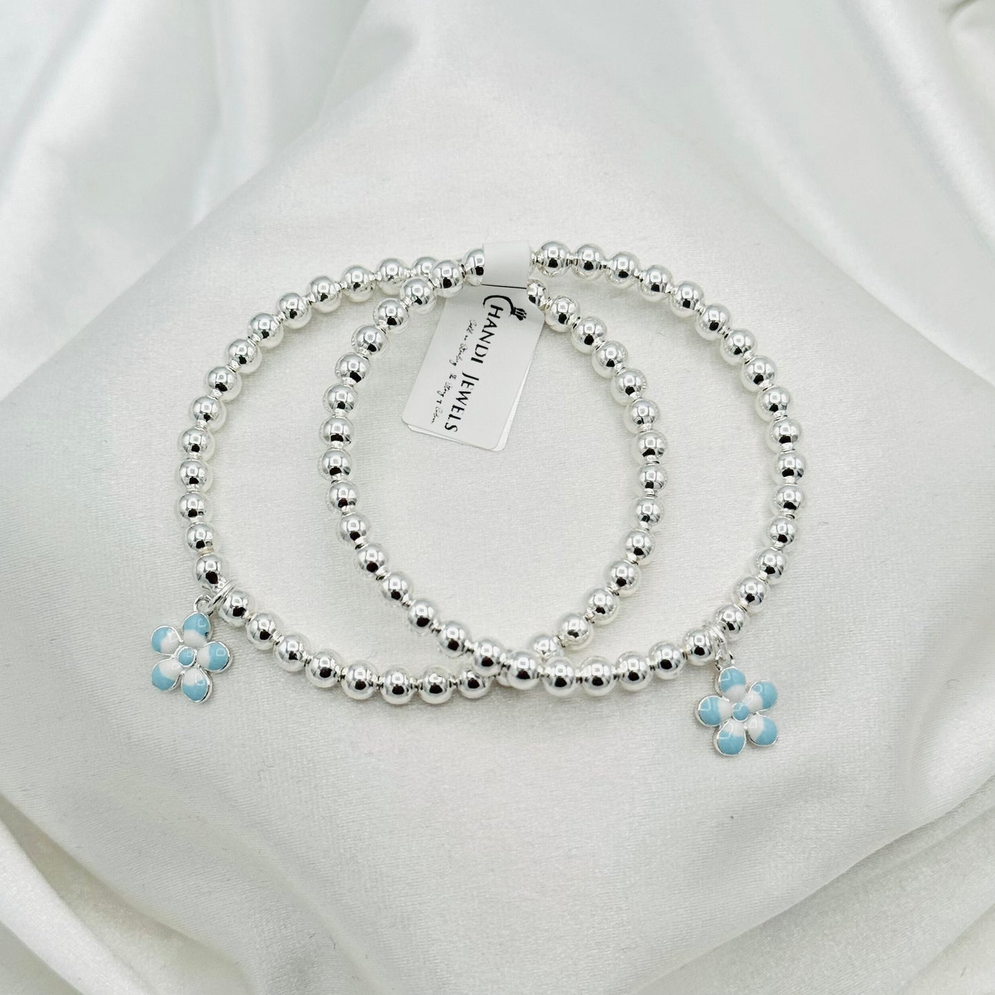 Flower Charm Kids Bangle 925 Sterling Silver BKS21
