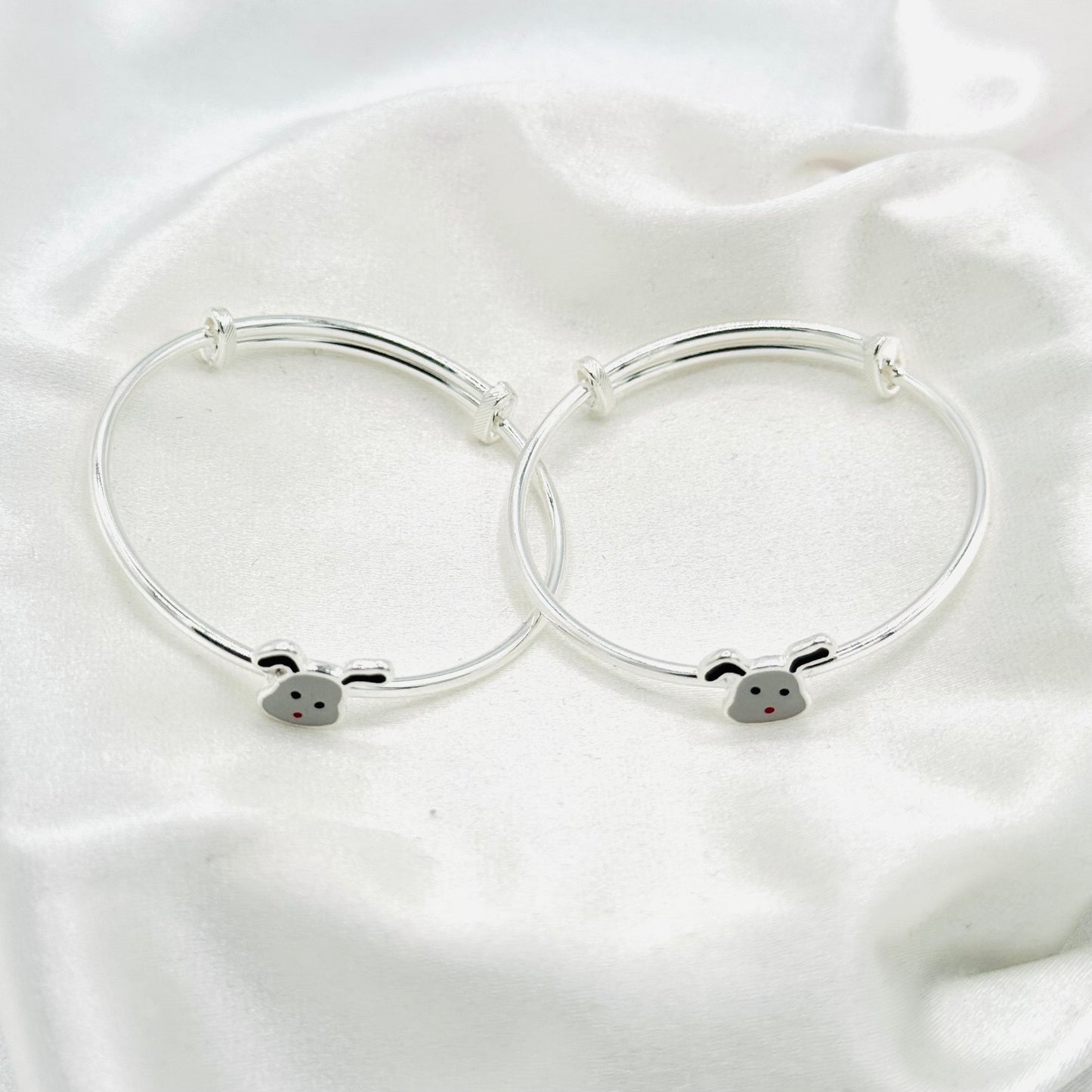 Dog Charm Kids Adjustable Bangle 925 Sterling Silver BKS07