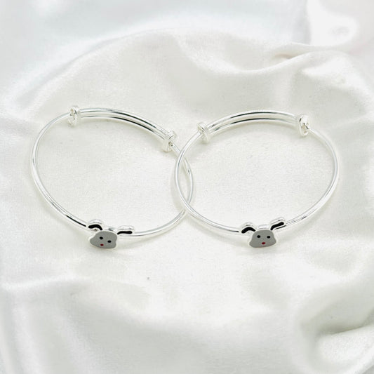 Dog Charm Kids Adjustable Bangle 925 Sterling Silver BKS07