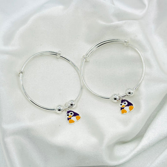 Penguin Charm Kids Adjustable Bangle 925 Sterling Silver BKS30