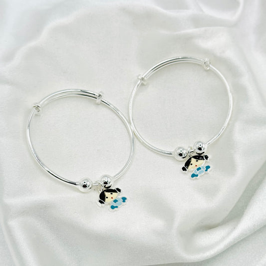 Doll Charm Kids Adjustable Bangle 925 Sterling Silver BKS32