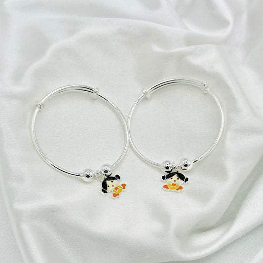 Doll Charm Kids Adjustable Bangle 925 Sterling Silver BKS33