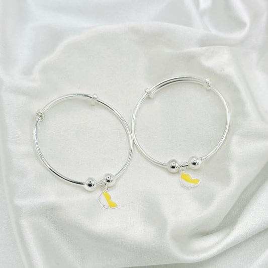 Yellow Charm Kids Adjustable Bangle 925 Sterling Silver BKS35