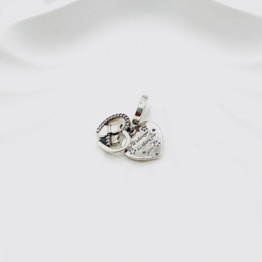 Pandora Cats & Hearts dangle 925 Sterling Silver Charm PDC110