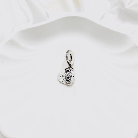 Pandora Forever Friends Heart Dangle 925 Sterling Silver Charm PDC112