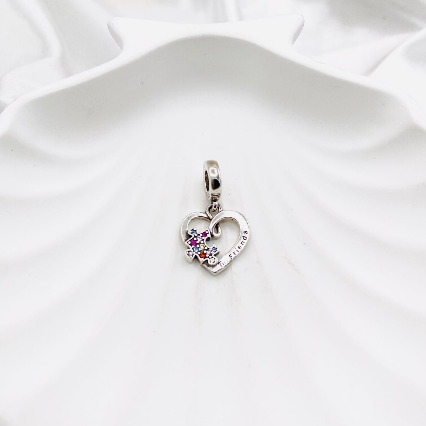 Pandora Friendship Heart Dangle 925 Sterling Silver Charm PDC116