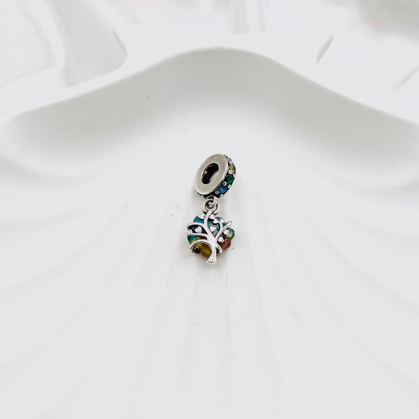 Pandora Togetherness tree Murano Glass & Crystal Dangle 925 Sterling Silver Charm PDC119