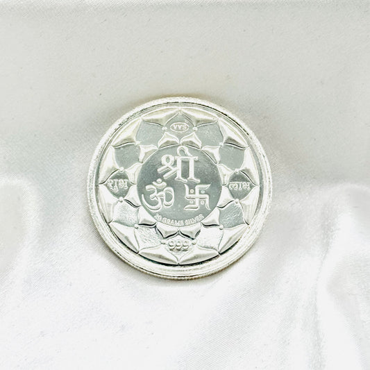 Ganesh Laxmi Saraswati Ji Pure 999 Silver Coin 20 GMS (Coloured) SCO01