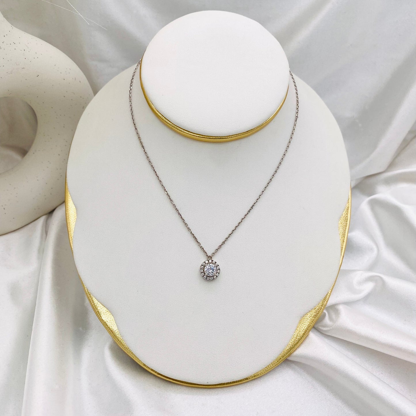 Single stone Silver Necklace WNI55