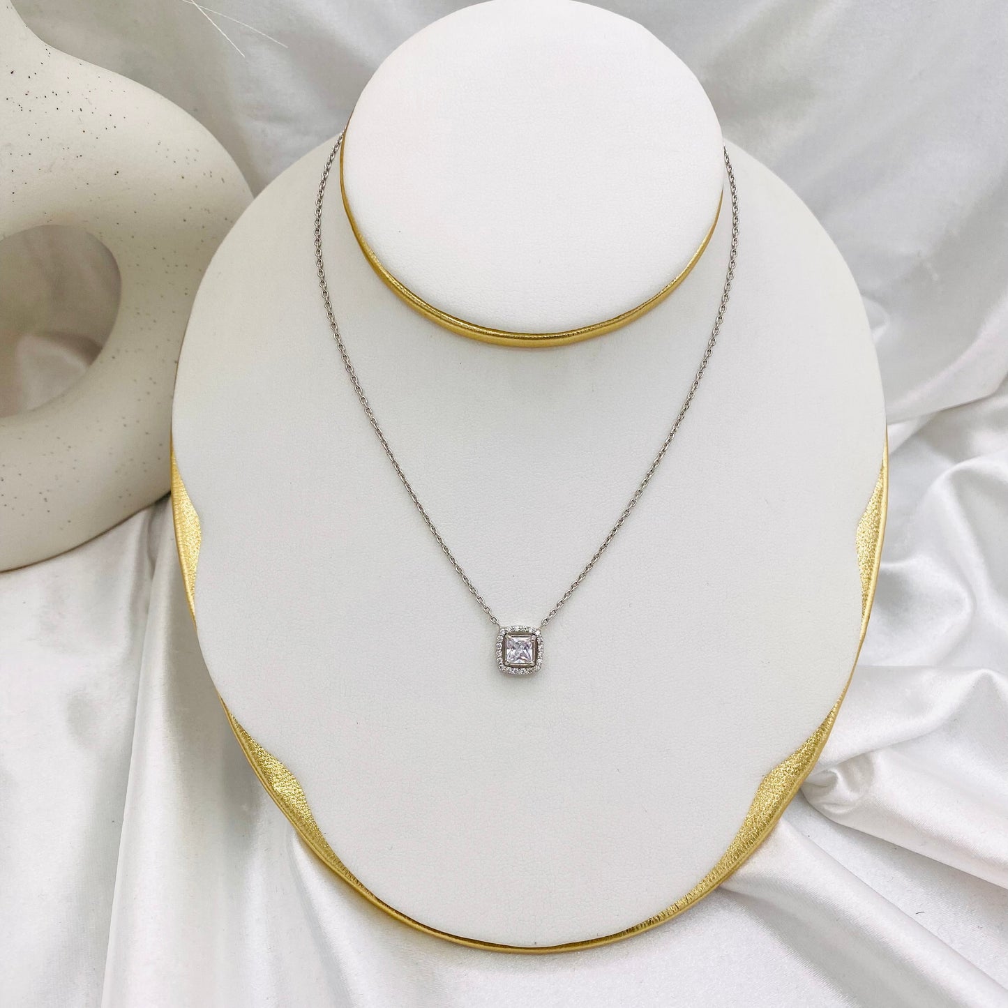 Single stone silver Necklace WNI37