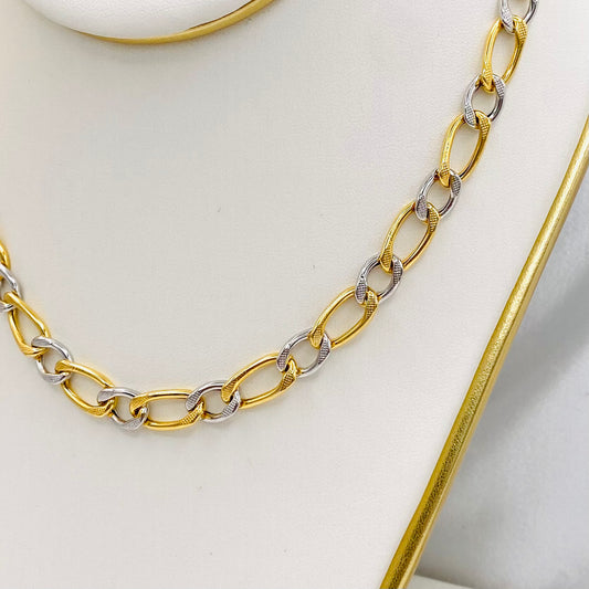 24K Gold Plated Figaro Link Chain in 925 Sterling Silver MCH27