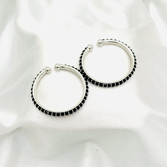 Black Beads Baby 925 Sterling Silver Open Bangle Pair BBS36