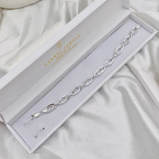 Mens Oval Loop Silver Bracelet MBP02
