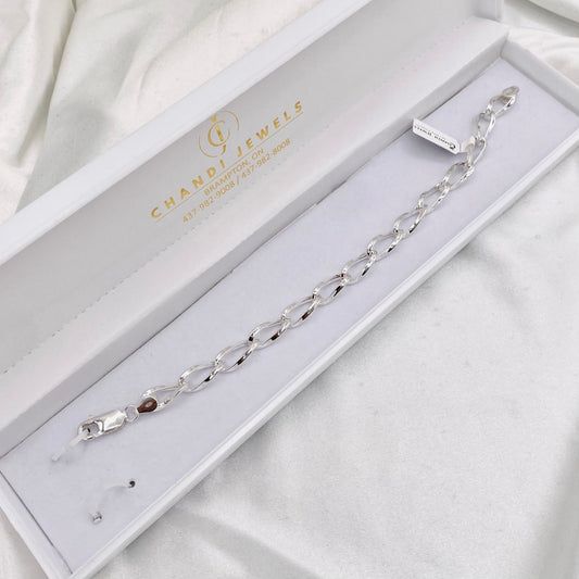 Mens Curb Link Silver Bracelet MBP25