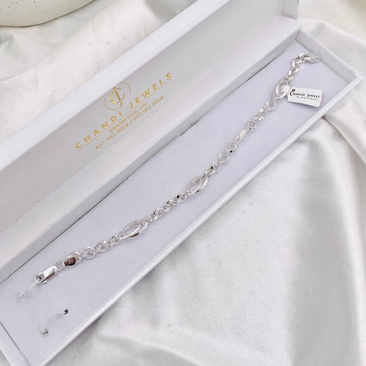 Mens Rolo Link Silver Bracelet MBP30