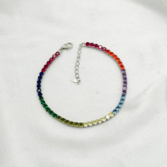 WBT18 Women Multi- Coloured Tennis Bracelet In 925 Sterling Silver