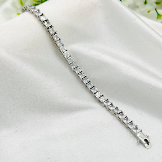 Square Tennis Bracelet with Moissanites In 925 Sterling Silver WBT23