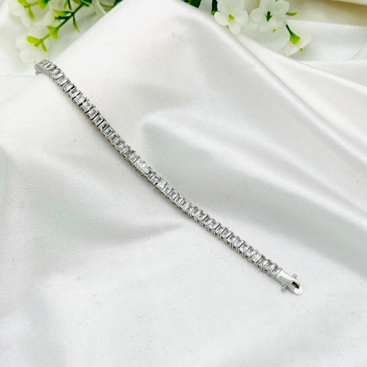 Rectangle Tennis Bracelet with Moissanites In 925 Sterling Silver WBT22