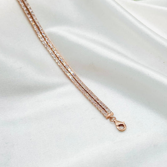 Women Rose-gold Plated Double Layer Tennis Bracelet In Sterling Silver In Canada WBT24