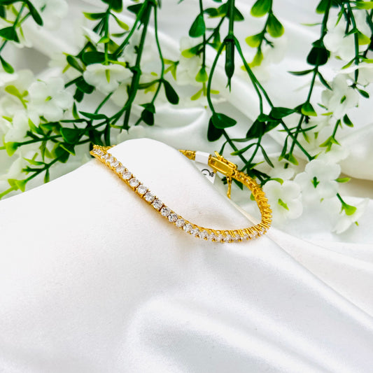 Women Gold Plated Tennis Bracelet With American Diamonds Sterling Silver In Canada WBT01