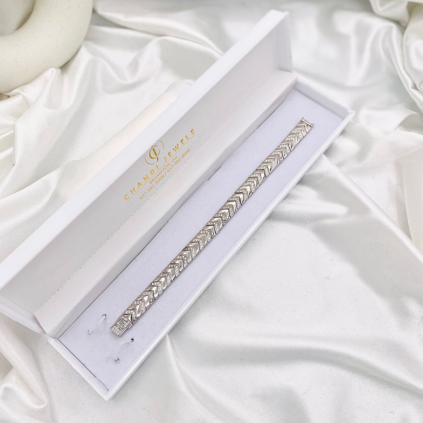 Mens Silver Bracelet with Stones MBI18