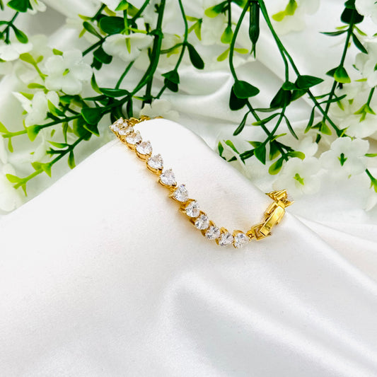 Women Gold Plated Heart Tennis Bracelet In Sterling Silver In Canada WBT39