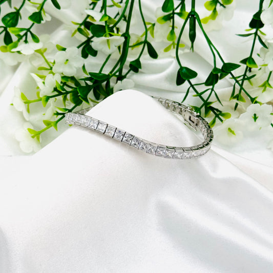 Square Tennis Bracelet with Moissanites In 925 Sterling Silver WBT26