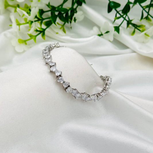 Women Silver Hearts style Tennis Bracelet with Moissanites In 925 Sterling Silver WBT34