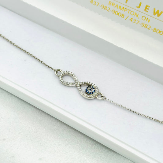 Infinity Evileye 925 Sterling Silver Anklet WAS25