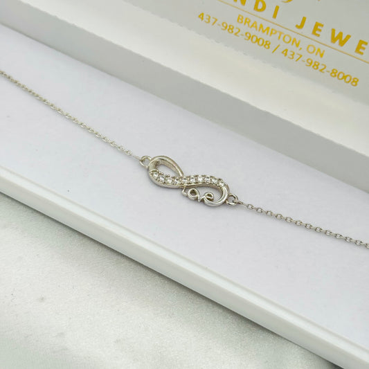 Love Infinity 925 Sterling Silver Anklet WAS23