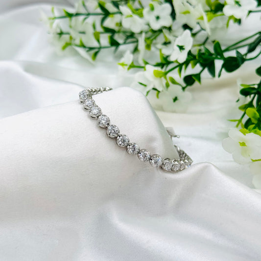 Round Tennis Bracelet with Moissanites In 925 Sterling Silver WBT31