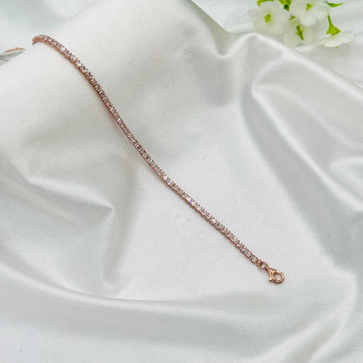 Rose-gold Plated Tennis Bracelet In Sterling Silver In Canada WBT41