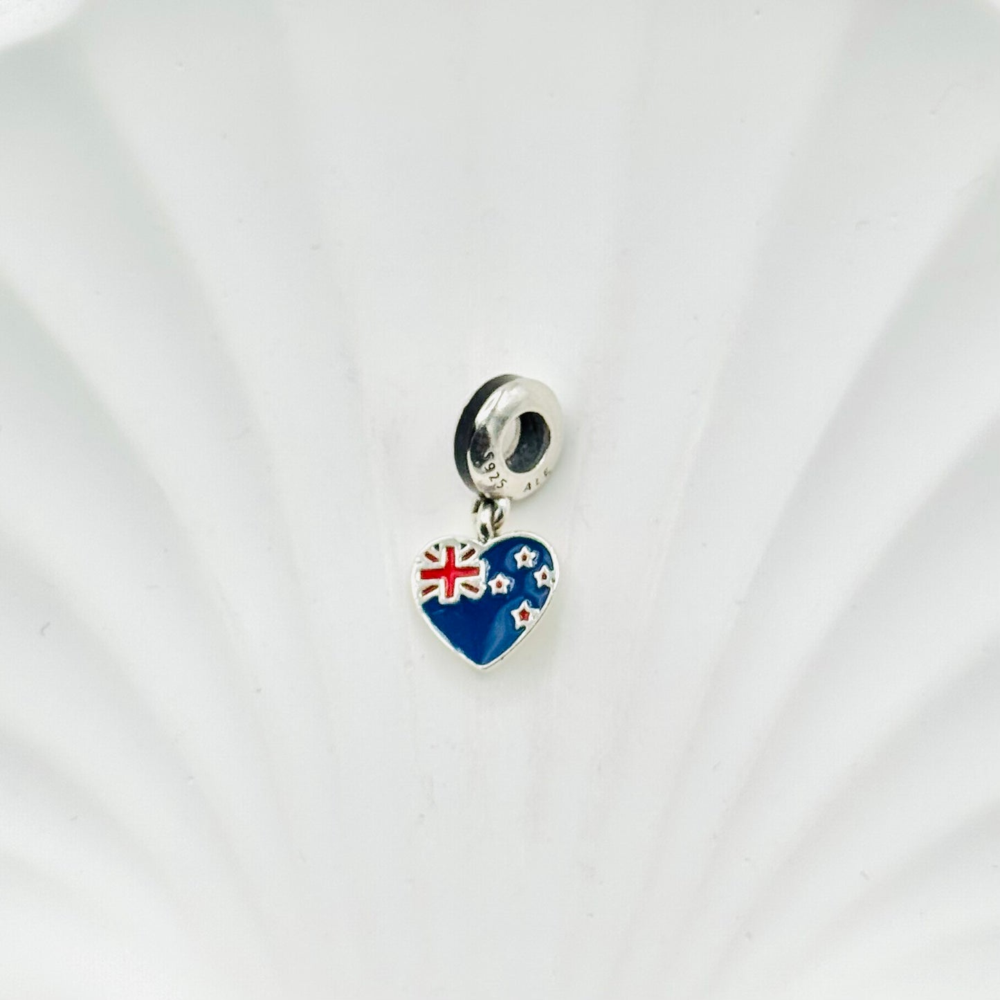 Australia Flag Heart Pandora 925 Sterling Silver Charm PDC36