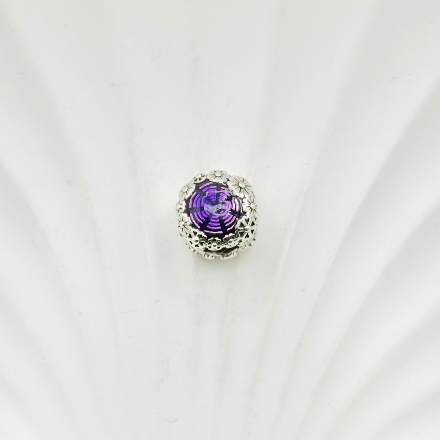 Purple floral Pandora 925 Sterling Silver Charm PDC71