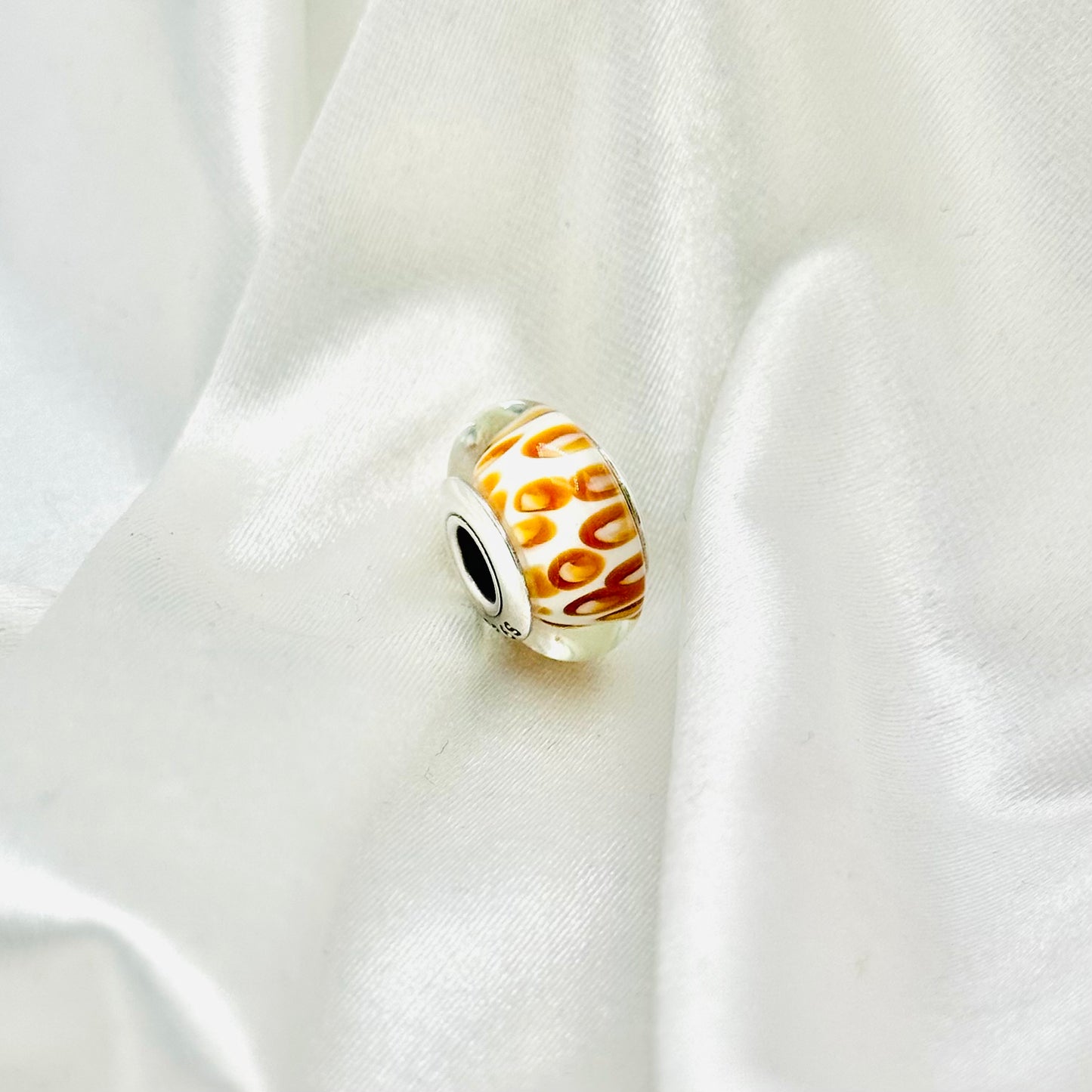 Orange Python Murano Glass Pandora 925 Sterling Silver Charm PDC106