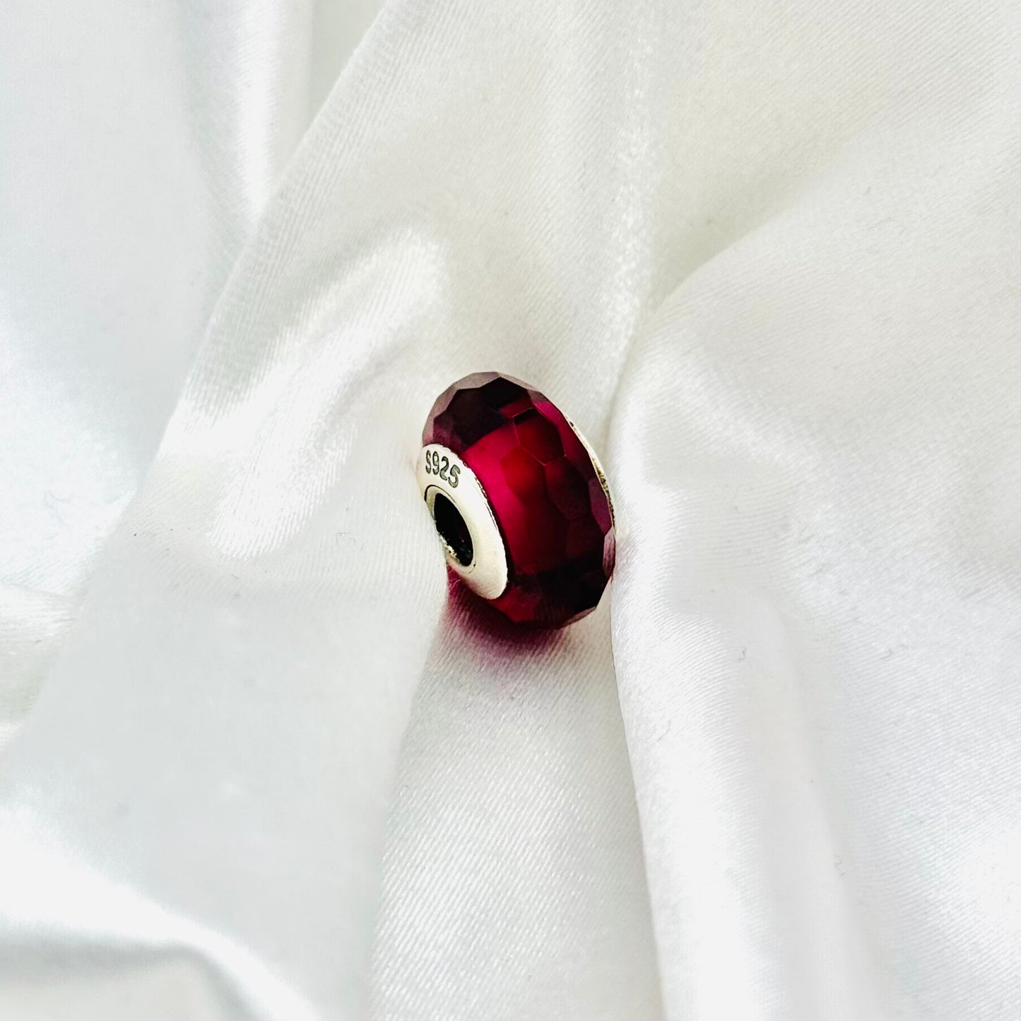 Red Faceted Murano Glass Pandora 925 Sterling Silver Charm PDC107