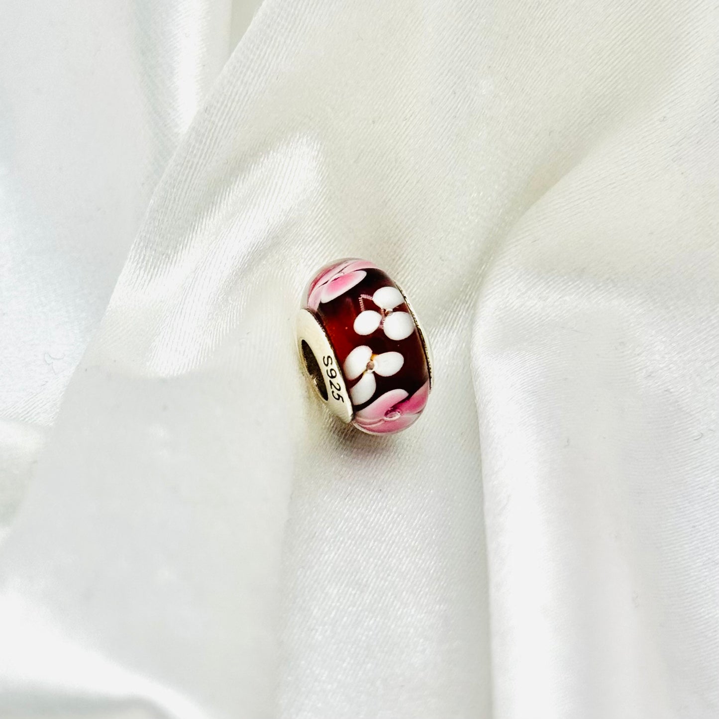 Floral Murano Glass Pandora 925 Sterling Silver Charm PDC108