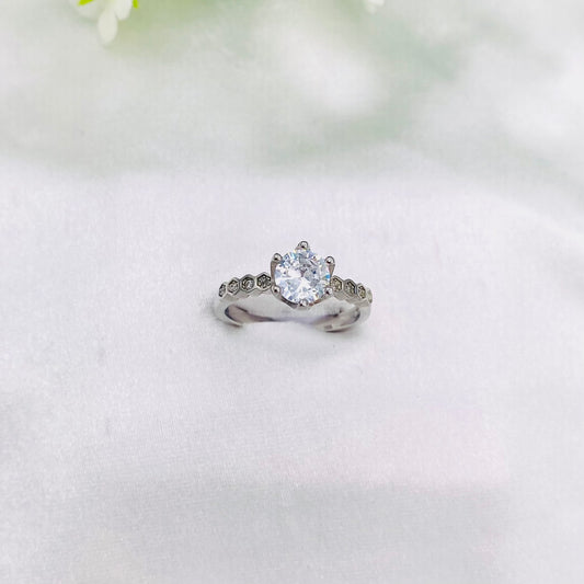 Women Round SolitaireSilver Ring WRI14