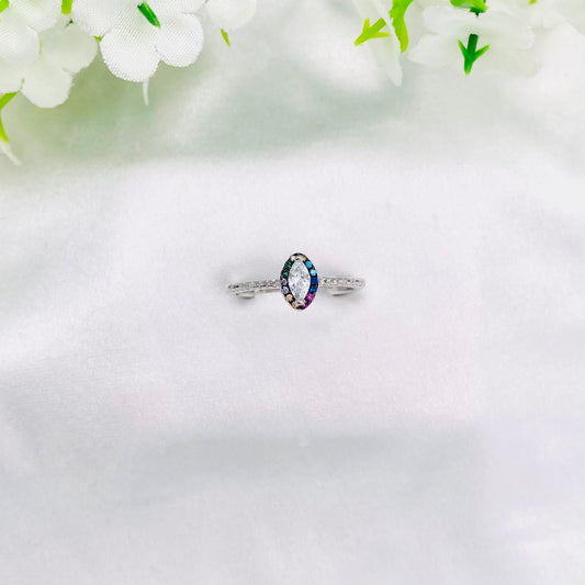 Women Marquise Multi-color Silver Ring WRI34