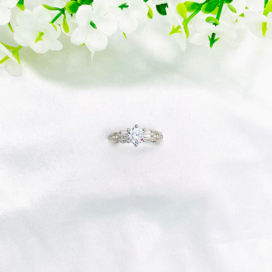 Women Solitaire Silver Band WRI44
