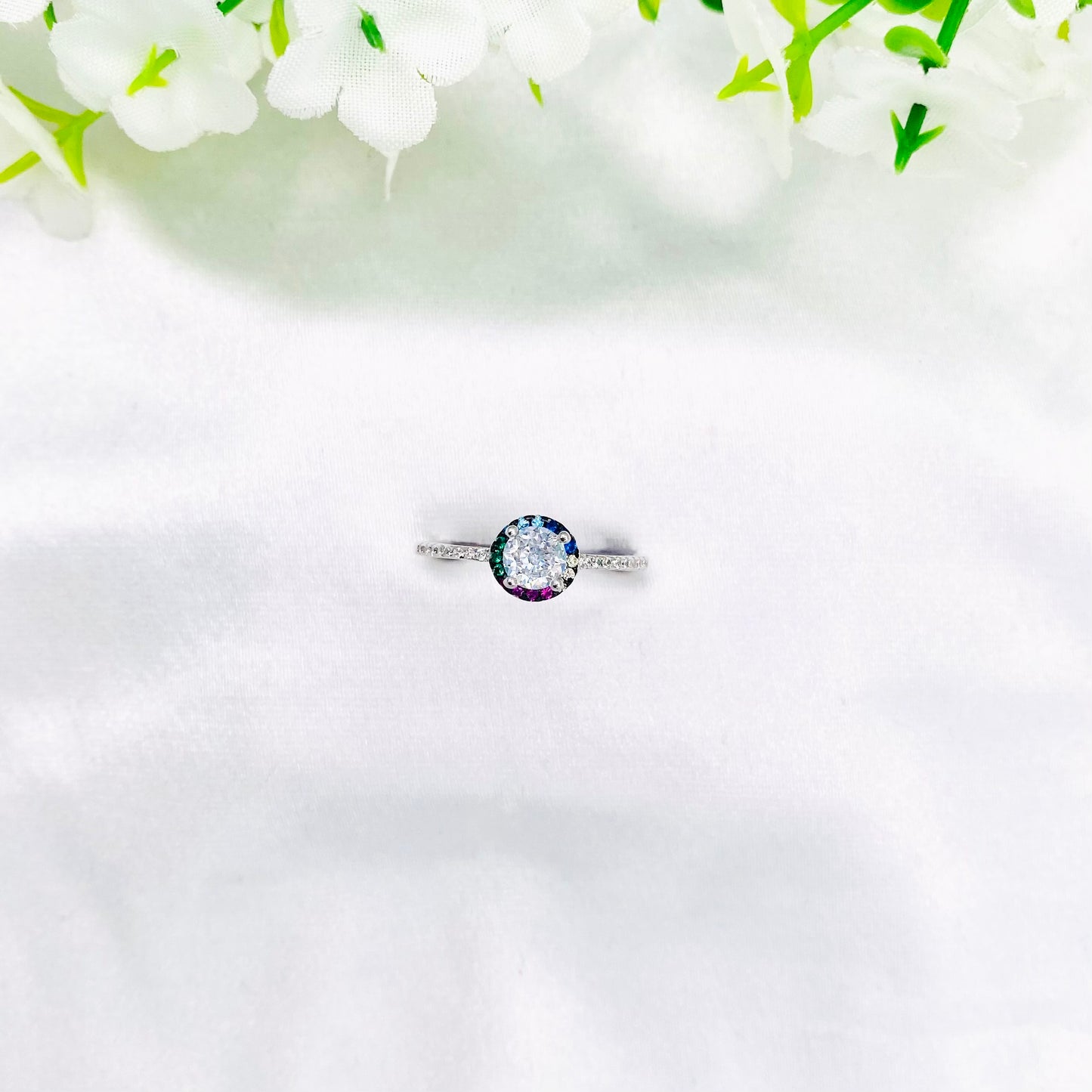 Women Multi-color Silver Ring WRI47