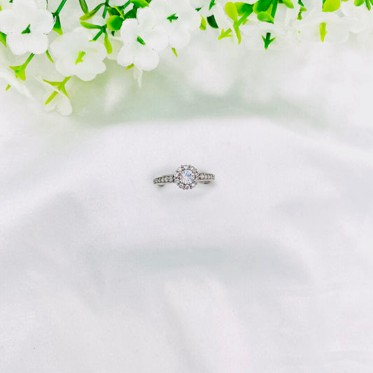 Women Round solitaire Silver Ring WRI93