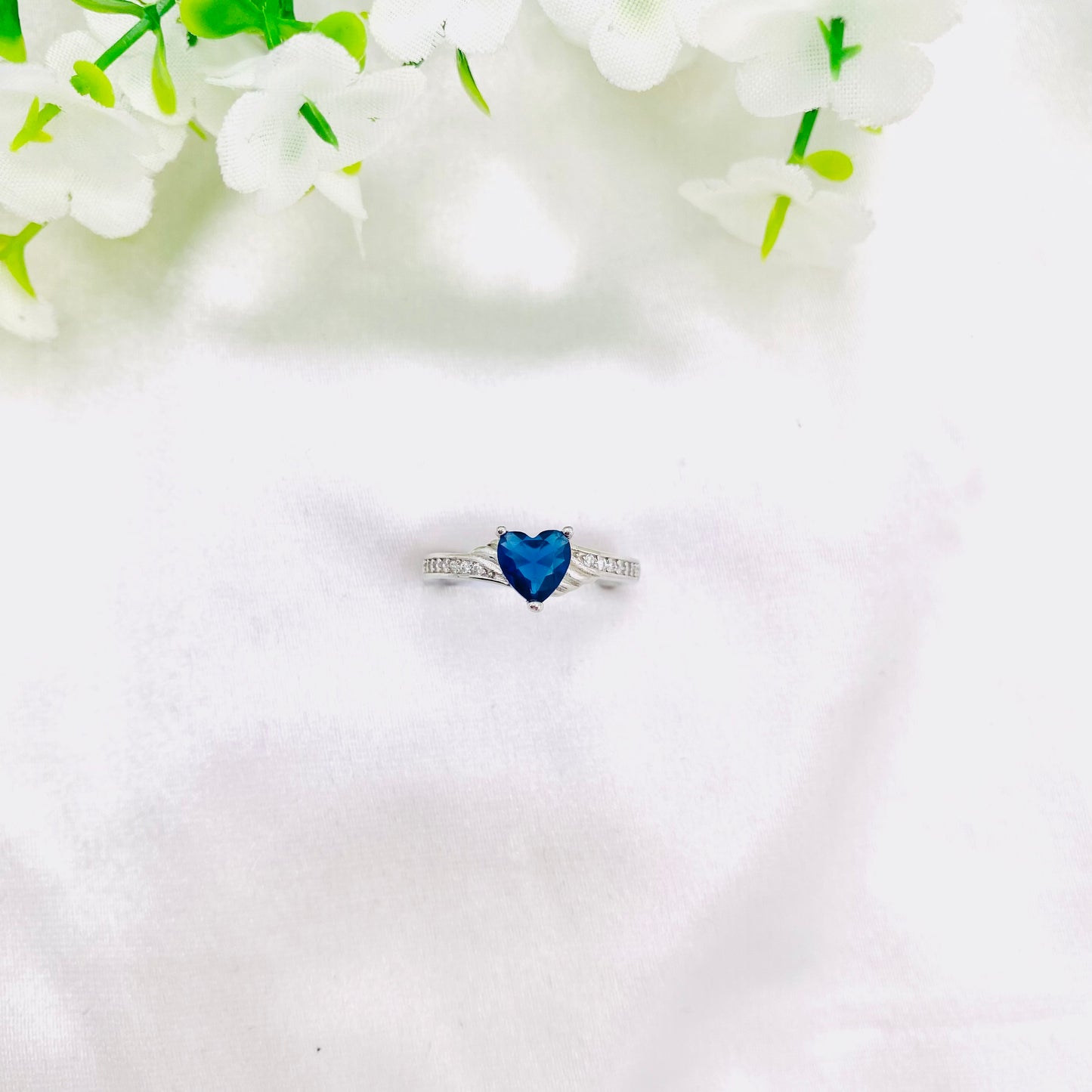 Women Blue stone Silver Ring WRI138