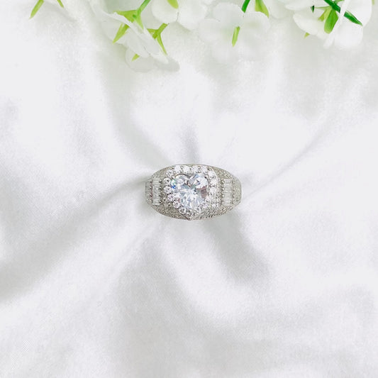 Women Cocktail Heart Solitaire Silver Ring WRI173