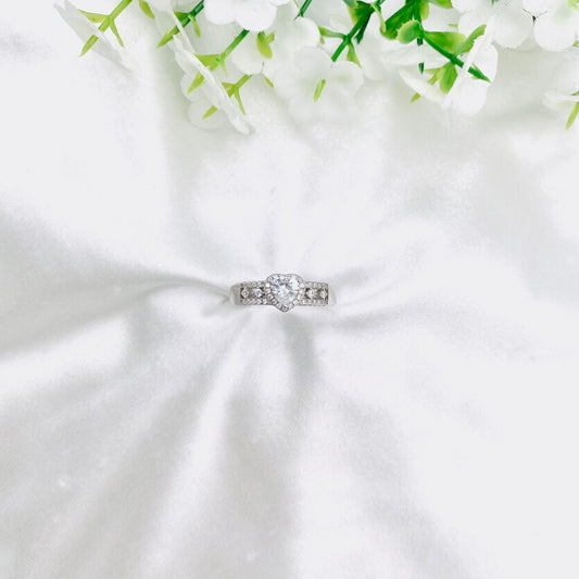 Women Heart Solitaire Silver Ring WRI201