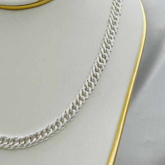 Textured Cuban Curb Chain Necklace in 925 Sterling Silver MCH01