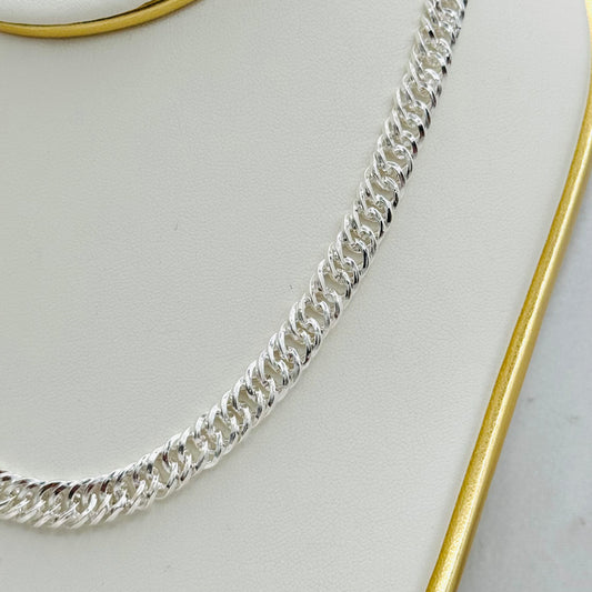 Double Cuban link chain Necklace in Sterling Silver MCH02