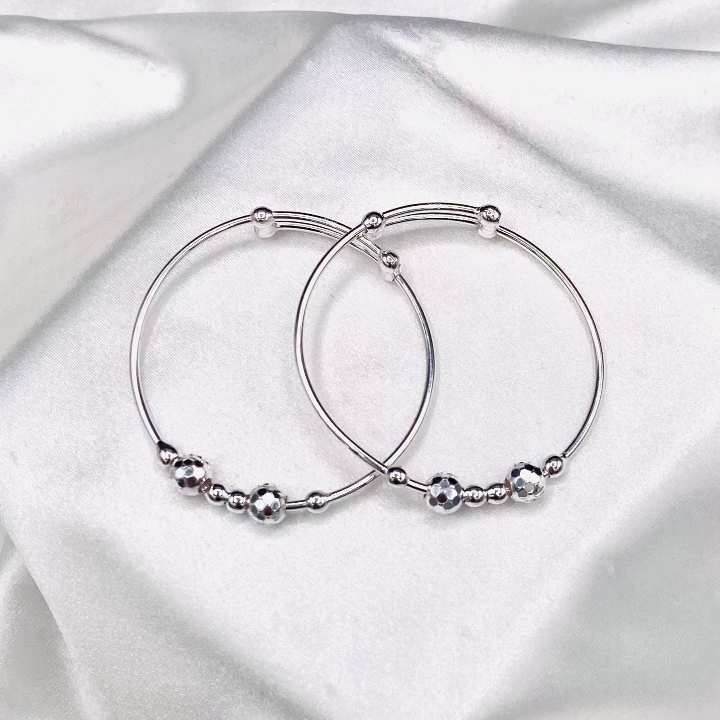 Silver beaded Kids Bangle 925 Sterling Silver BKS22